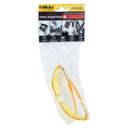 Очки защитные Tornado anti-scratch (янтарь) SIGMA