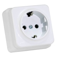 Розетка 1-на з заземленням накладна біла