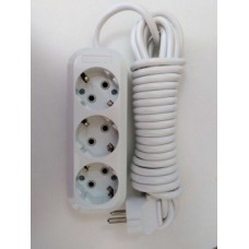Подовжувач 3-містний з заземленням 3м білий