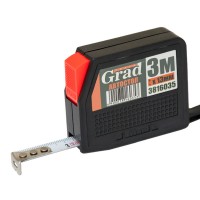 рулетка с автостопом 3м*13мм (черная) Grad