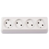 Колодка 4-містна без заземлення біла