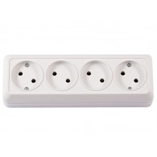 Колодка 4-містна без заземлення біла