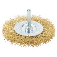 Щітка дротяна дископодібна Ø75мм хвостовик Ø6мм (латуньована) GRAD