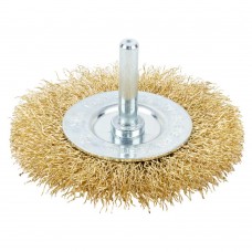 Щетка проволочная дискообразная Ø75мм хвостовик Ø6мм (латунированная) Grad