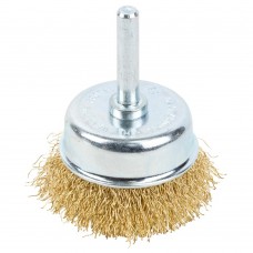 Щітка дротяна чашоподібна Ø75мм хвостовик Ø6мм (латуньована) GRAD