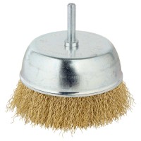 Щітка дротяна чашеобразная Ø100мм хвостовик Ø6мм (латуньована) GRAD