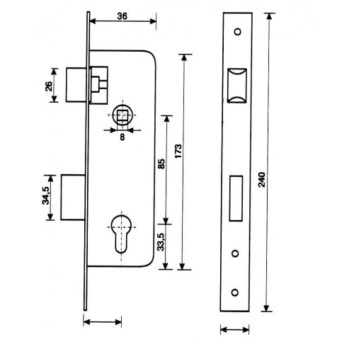 Замок врезной APECS 3800-NI