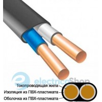 Кабель силовий моноліт МЕГАНОМ ВВГ-Пнг LS плоский 2х1.5 (м) (ЕК-111)