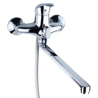 Смеситель NK Ø40 для ванны гусак прямой 350мм дивертор встроенный картриджный Aquatica