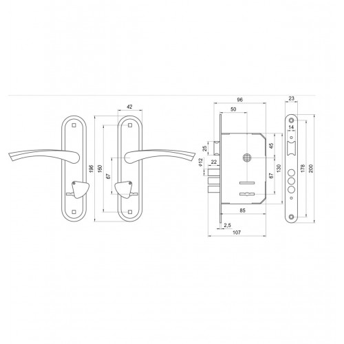 Замок врезной Омега ЗВ9.1-01 серебро
