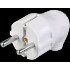 Вилка з заземленням кутова  біла