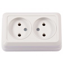 Розетка 2-на без заземлення накладна біла