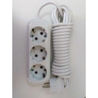 Подовжувач 3-містний з заземленням 2м білий
