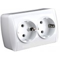 Розетка 2-на з заземленням накладна біла