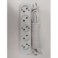 Подовжувач 5-містний без заземлення 5м білий