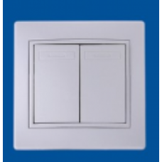 Вимикач 2-клавішний  білий