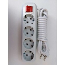 Подовжувач 4-містний з заземленням  5м кнопка  білий