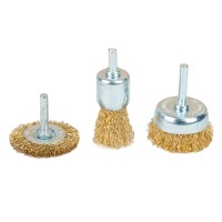Набор щеток проволочных 3шт Ø25; 50; 50мм хвостовик Ø6мм (латунированная)