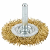 Щетка проволочная дискообразная Ø50мм хвостовик Ø6мм (латунированная) Grad