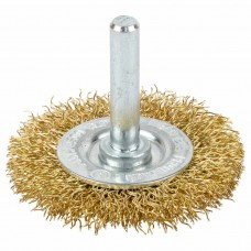 Щітка дротяна дископодібна Ø50мм хвостовик Ø6мм (латуньована) GRAD