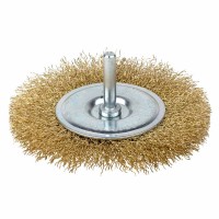 Щітка дротяна дископодібна Ø100мм хвостовик Ø6мм (латуньована) GRAD