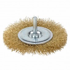 Щітка дротяна дископодібна Ø100мм хвостовик Ø6мм (латуньована) GRAD