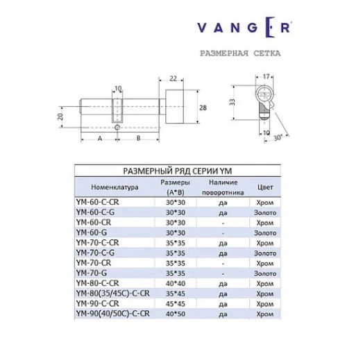 Цилиндр Vanger YM-70-CR (UA)