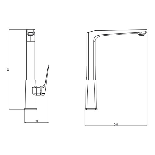Смеситель BOLSENA Ø25 для кухни Г-излив на гайке Corso (CB-4B237C)