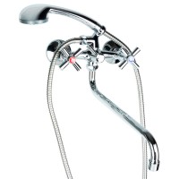 Смеситель PM 1/2" для ванны гусак изогнутый дивертор встроенный шаровый AQUATICA (PM-5C457C)