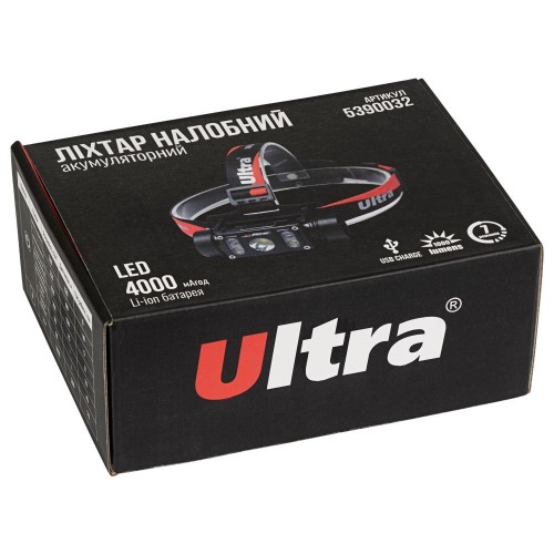 LED ліхтар налобний акумуляторний 1000Лм Li-ion 21700 4000мАч ULTRA (5390032)