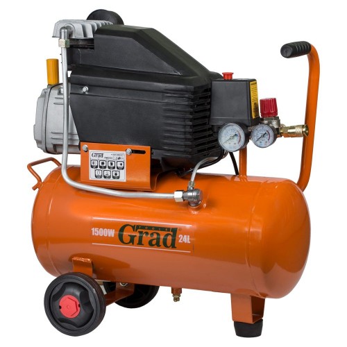Компрессор одноцилиндровый 1.5кВт 198л/мин 8бар 24л (2 крана) Grad