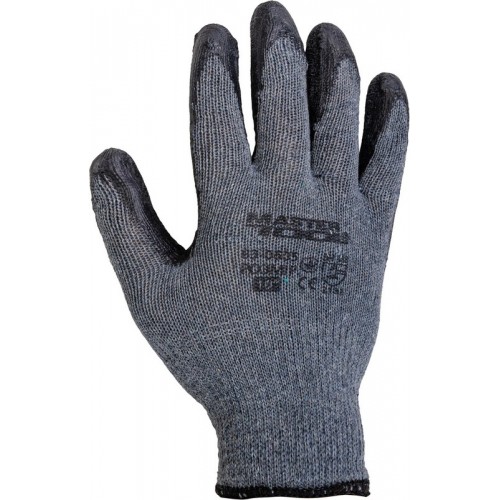 Рукавички бавовняні утеплені MASTERTOOL CRINKLE LATEX COTTON латексне покриття долоні 10,5" підвіс сіро-чорні (83-0605)