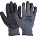 Рукавички бавовняні утеплені MASTERTOOL CRINKLE LATEX COTTON латексне покриття долоні 10,5" підвіс сіро-чорні (83-0605)