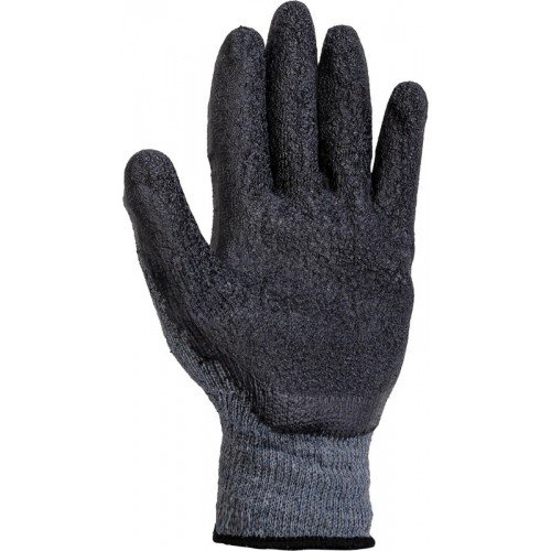 Рукавички бавовняні утеплені MASTERTOOL CRINKLE LATEX COTTON латексне покриття долоні 10,5" підвіс сіро-чорні (83-0605)