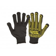 Рукавички трикотажні MASTERTOOL MASTER з ПВХ-малюнком чорно-жовті (83-0309)
