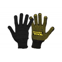 Рукавички трикотажні MASTERTOOL STANDART+ з ПВХ-крапками чорно-жовті (83-0320)