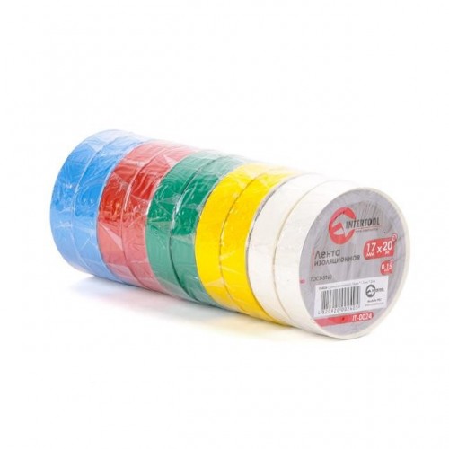 Лента изоляционная 17 мм*20 м*0.15 мм цветная INTERTOOL (IT-0024)