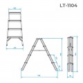 Лестница алюминиевая двухсторонняя 4 ступени, высота 880 мм INTERTOOL (LT-1104)