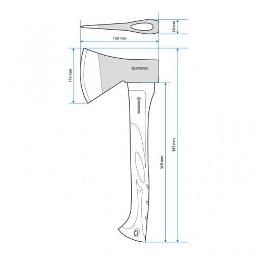 Топор 800 г, ручка из фибергласа INTERTOOL (HT-0262)