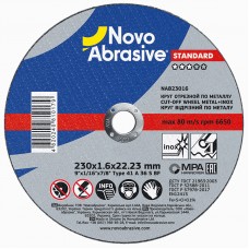 Круг відрізний по металу + нерж NOVOABRASIVE Standard 230x1.6 x22.23 (NAB23016)