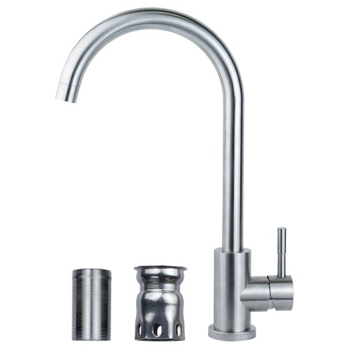 Змішувач KT Ø35 для кухні гусак вухо на гайці SS AQUATICA