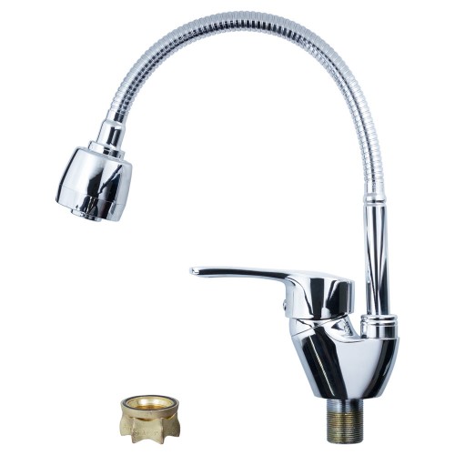 Смеситель ML Ø40 для кухни гусак гофрированный на гайке Aquatica