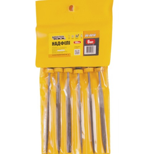 Надфілі з двокомонентною ручкою MASTERTOOL 140 мм набір 6 шт (06-0010)