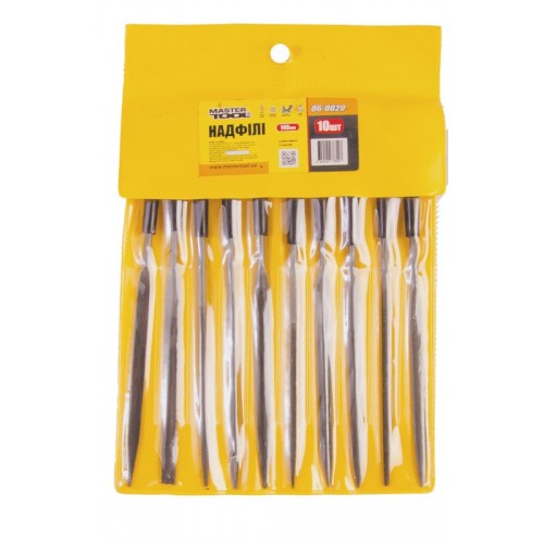 Надфили с пластиковой ручкой MASTERTOOL 140 мм набор 10 шт (06-0020)
