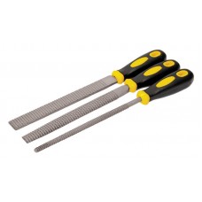 Рашпили по дереву MASTERTOOL 200 мм набір 3 шт плоский/круглий/напівкруглий (06-0330)