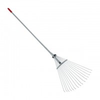 Граблі віялові 15 прутів, металева рукоятка, регулювання ширини робочої поверхні (30-50 см) INTERTOOL (FT-3004)