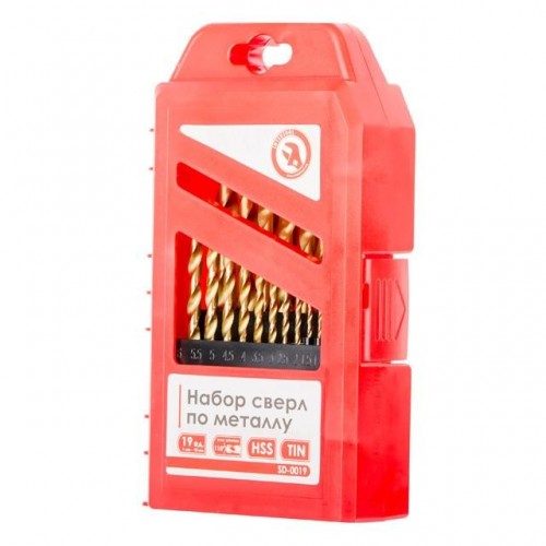 Набір свердел по металу DIN338 HSS 19шт (1.0-10.0), покриття Ti INTERTOOL (SD-0019)