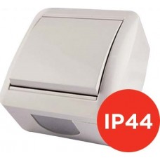 Вимикач накладний Quantum одноклавішний бризкозахищений білий, 1шт/уп