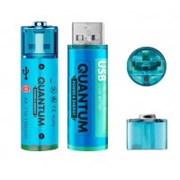 Акумулятор літій-іонний Quantum USB Li-ion AA  1.5V ,1100mAh plastic case, 2шт/уп