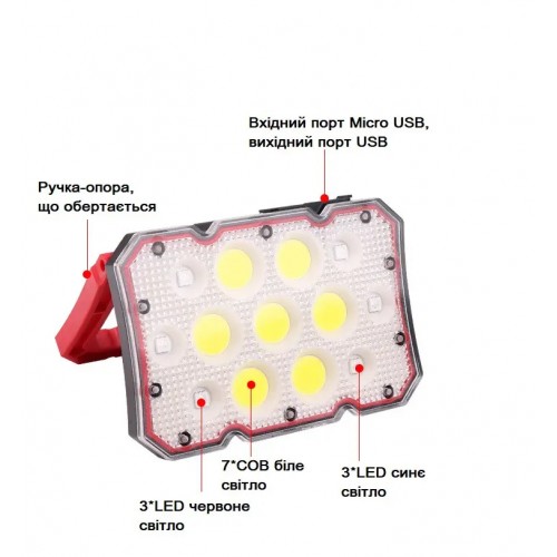 Ліхтар worklight Quantum QM-FL2030 Worker 15W COB+LED з функ Power Bank